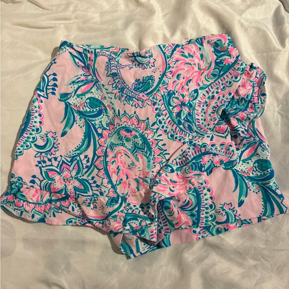 Lilly Pulitzer Womens Faye Mini Skort Floral Blue Pink Green Ruffles Size 2